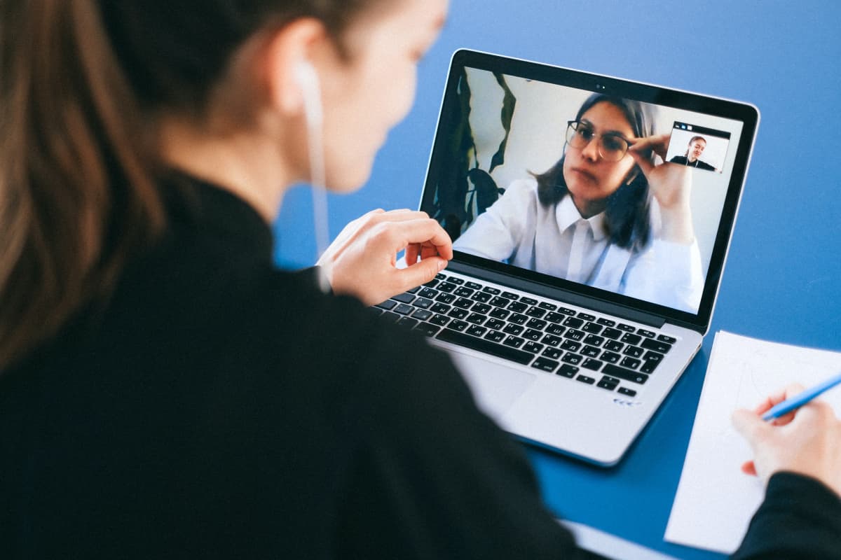 Girls doing online meeting