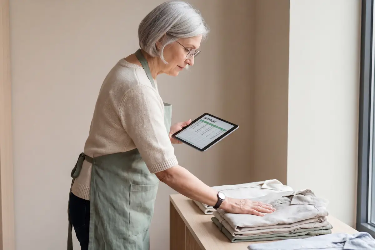 Old woman working